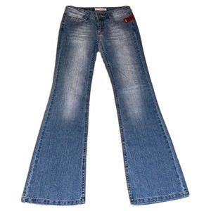 NOBO Womens Juniors Flare Jeans Size 5 Stretch Med Wash Low Rise No Boundaries